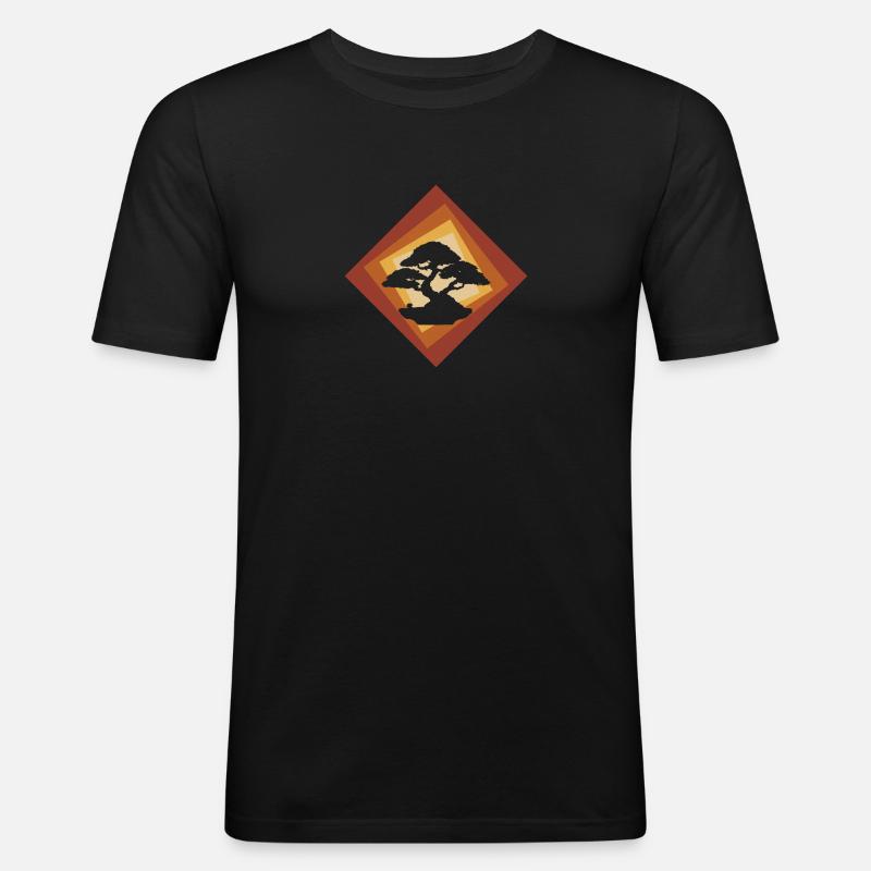 Tree, Bonsai, Tree - Men's Slim Fit T-Shirt - black