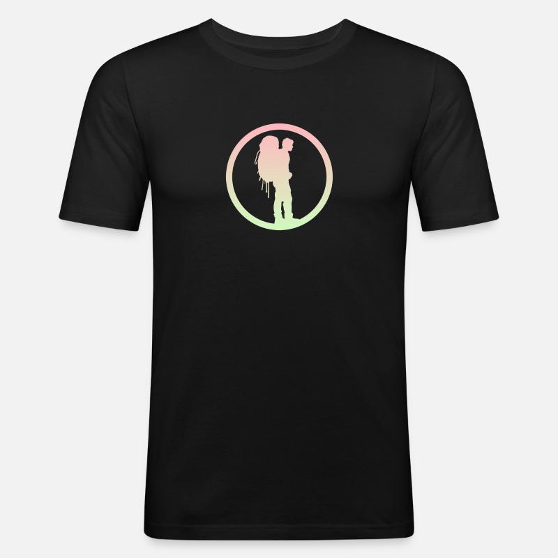 Backpacking Wanderer Backpacker - T-shirt près du corps Homme - noir