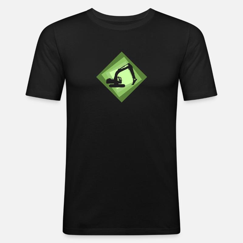 Bagger Baggerfahrerin Hausbau - Männer Slim Fit T-Shirt - Schwarz