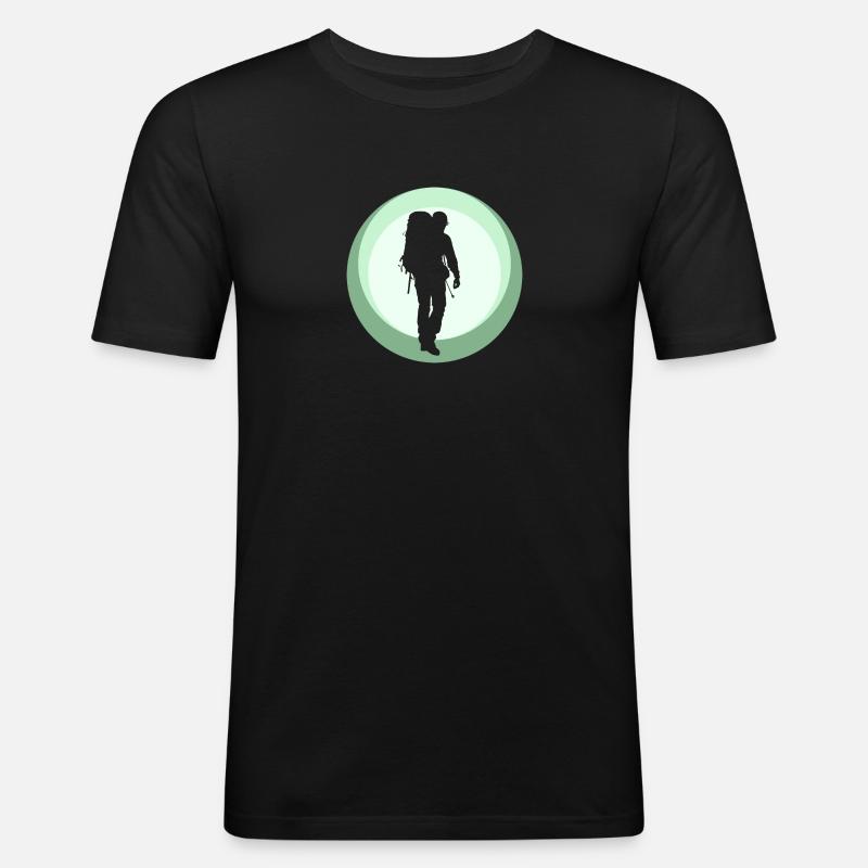 Backpacking Backpacker Wanderer - Männer Slim Fit T-Shirt - Schwarz