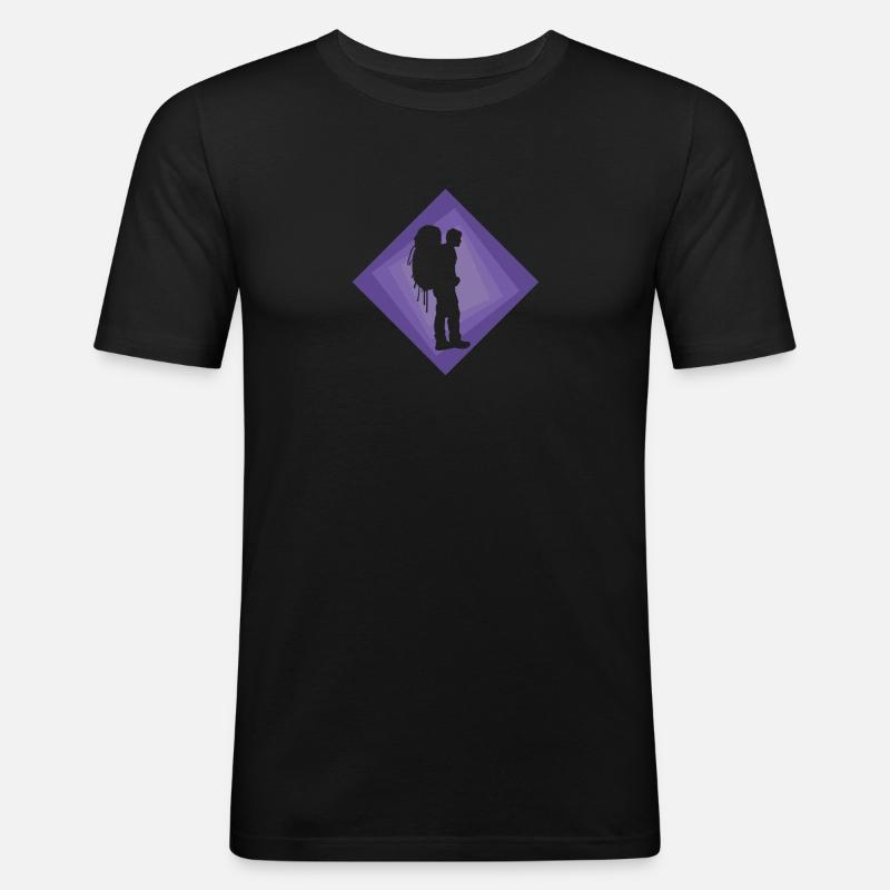Backpacker Backpack Hiking - Men's Slim Fit T-Shirt - black