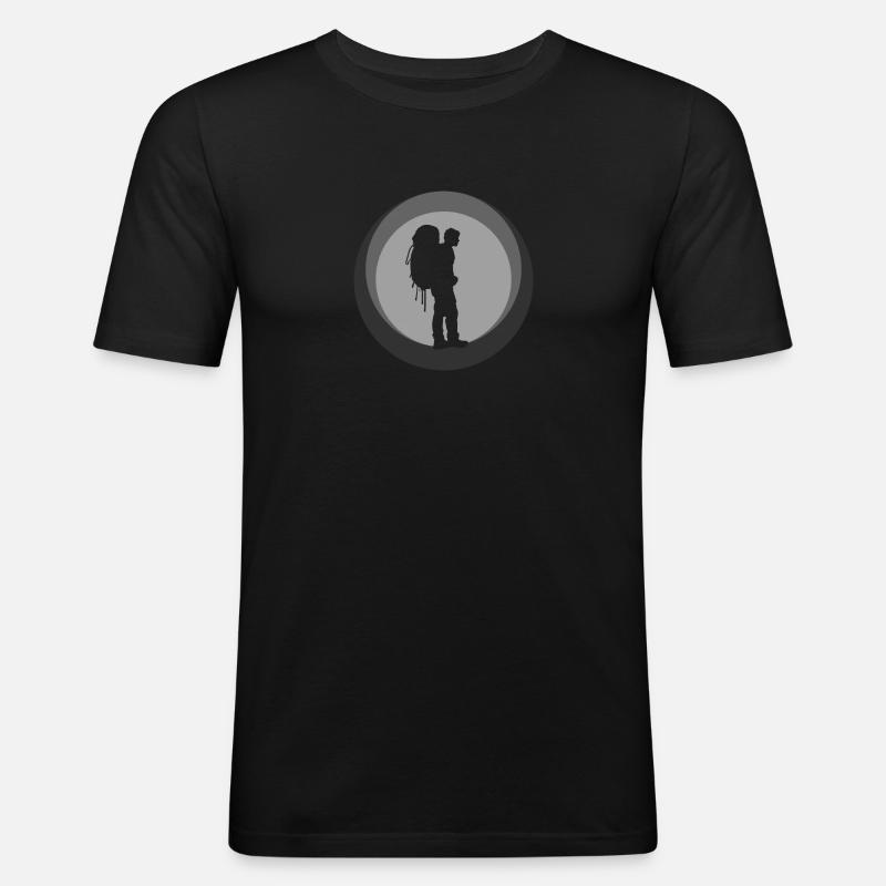 Backpacker Pilger Wanderung - Männer Slim Fit T-Shirt - Schwarz