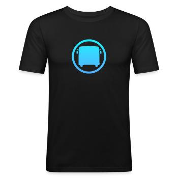 Bus Öffentliche Verkehrsmittel Busfahren - Männer Slim Fit T-Shirt - Schwarz - Vorne - Nik (191cm)