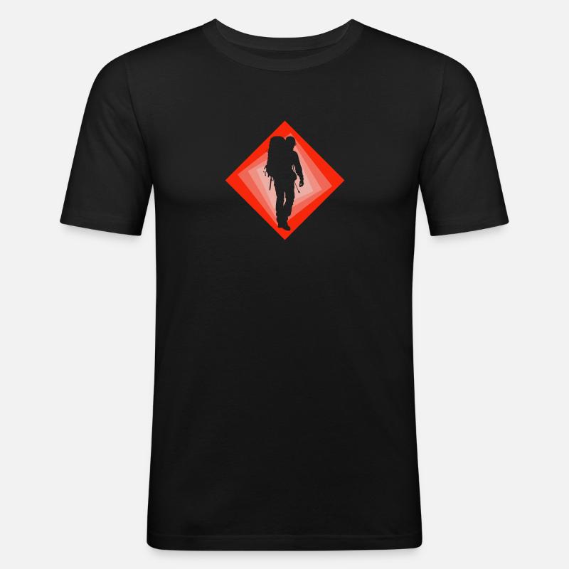 Backpacker Wandern Wanderer - Männer Slim Fit T-Shirt - Schwarz