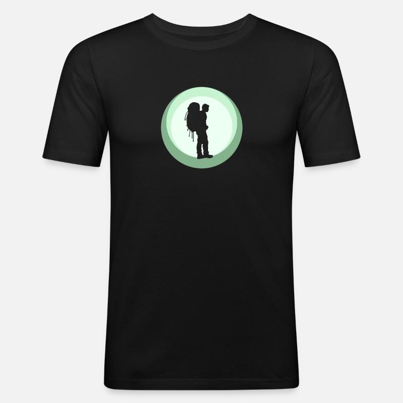 Backpacker Pilger Pilger - Männer Slim Fit T-Shirt - Schwarz