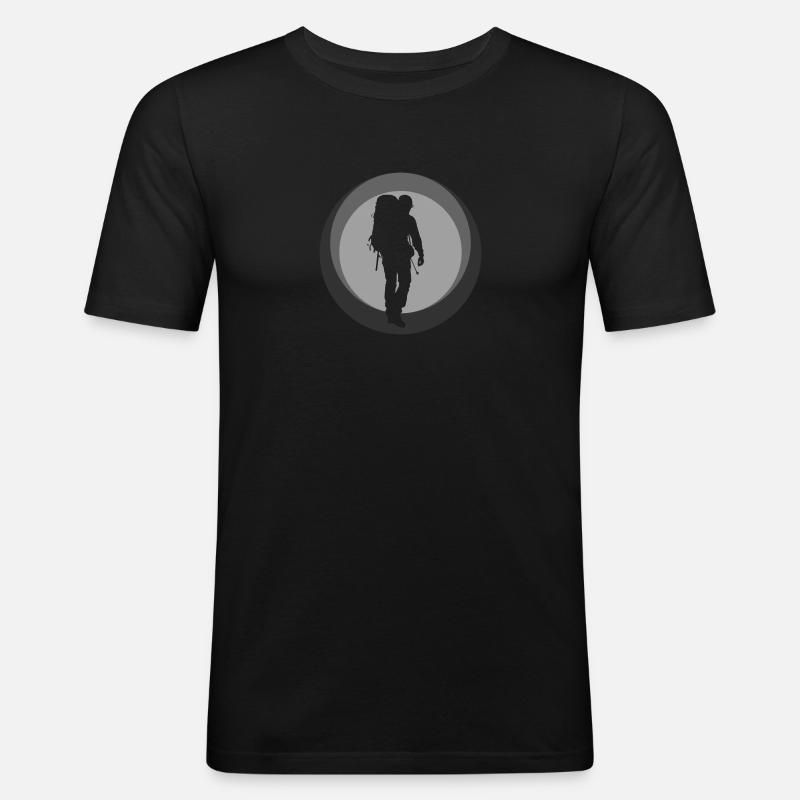Backpacking Backpacker Wandern - Männer Slim Fit T-Shirt - Schwarz
