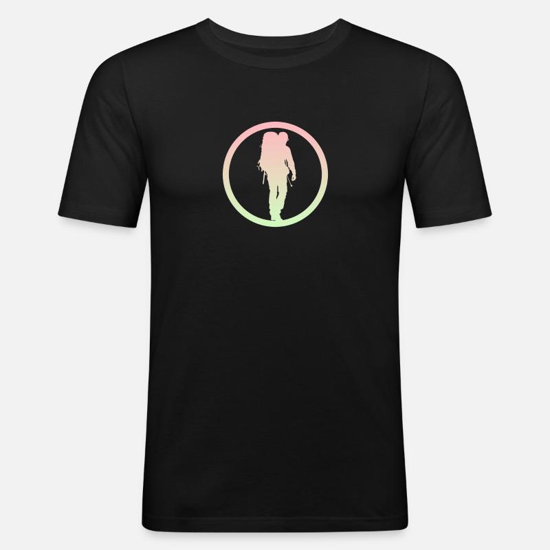 Backpacking Wanderer Wanderung - Männer Slim Fit T-Shirt - Schwarz