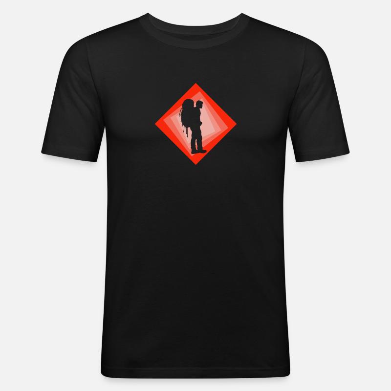 Backpacker Backpack Pilgrim - Men's Slim Fit T-Shirt - black