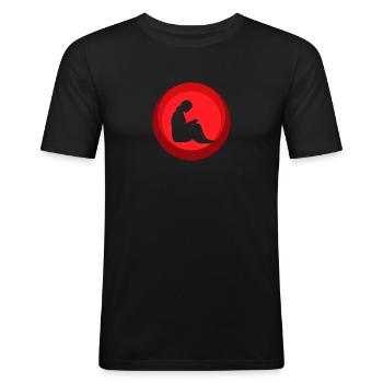 Crochet Needle Thread - Men's Slim Fit T-Shirt - black - Front - Nik (191cm)