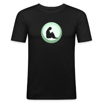Aiguille à crochet laine - T-shirt près du corps Homme - noir - Devant - Nik (191cm)