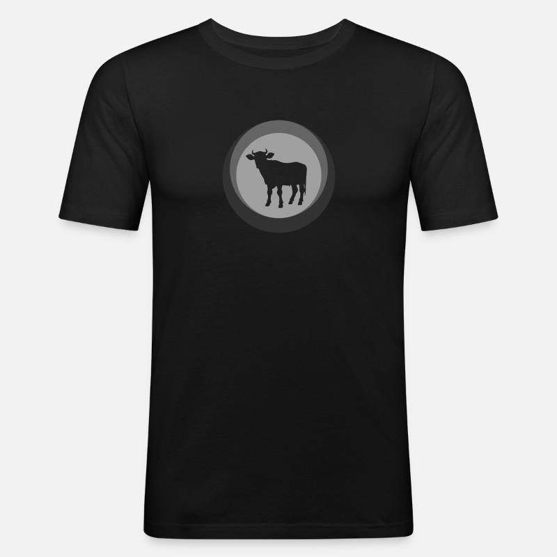Kuh Bauer Muh - Männer Slim Fit T-Shirt - Schwarz