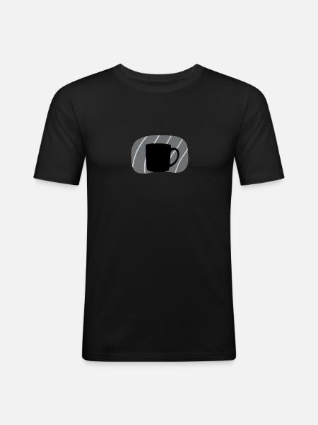 Kaffee Becher Kaffeetasse - Männer Slim Fit T-Shirt - Schwarz