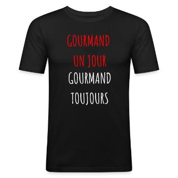 gourmand toujours cadeau humour homme - T-shirt près du corps Homme - noir - Devant - Nik (191cm)