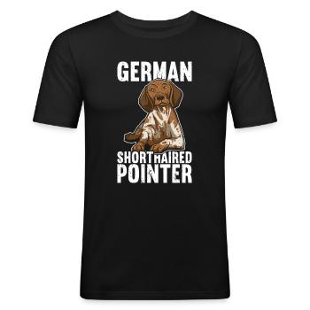 Deutsch Kurzhaar - Männer Slim Fit T-Shirt - Schwarz - Vorne - Nik (191cm)