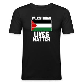 Palestinian Lives Matter | Free Palestine T-Shirt - Men's Slim Fit T-Shirt - black - Front - Nik (191cm)