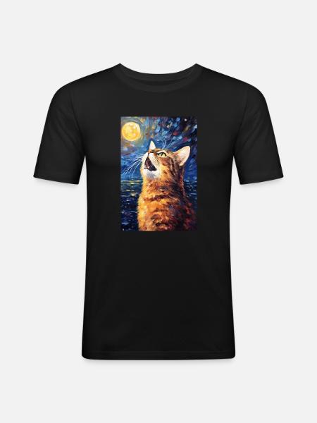 Chat - T-shirt près du corps Homme - noir