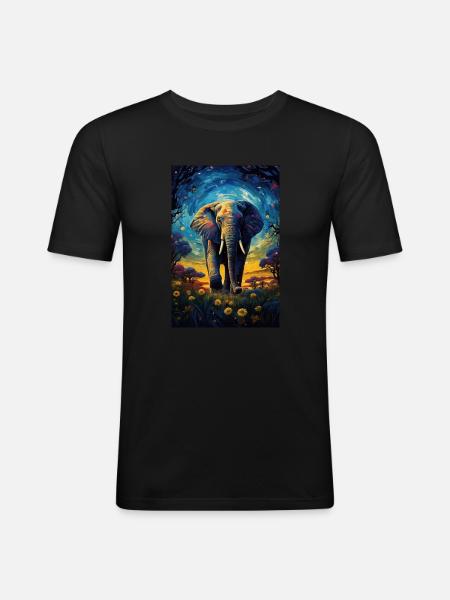Éléphant - T-shirt près du corps Homme - noir
