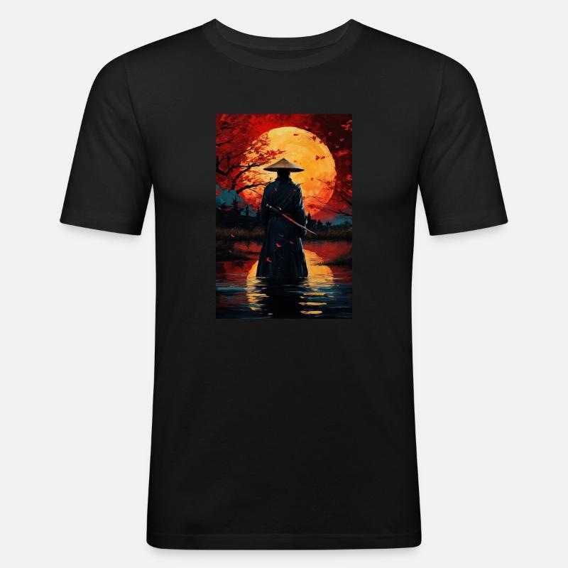 Samurai - Männer Slim Fit T-Shirt - Schwarz