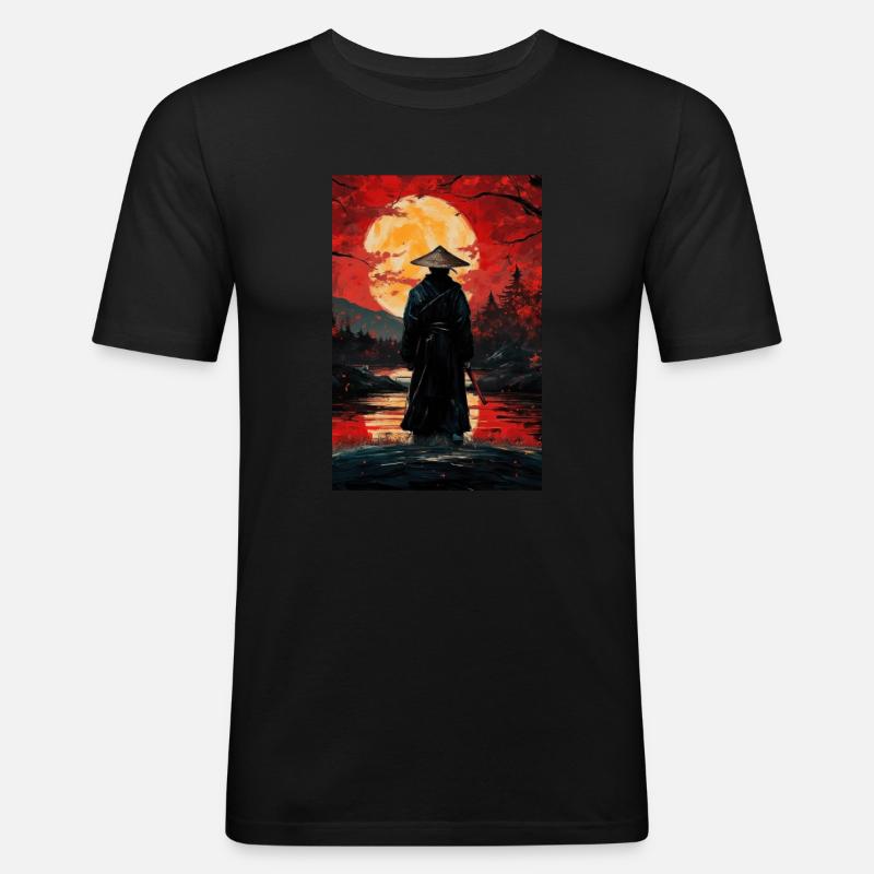 Samurai - Männer Slim Fit T-Shirt - Schwarz