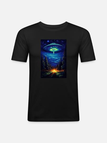 UFO - Männer Slim Fit T-Shirt - Schwarz