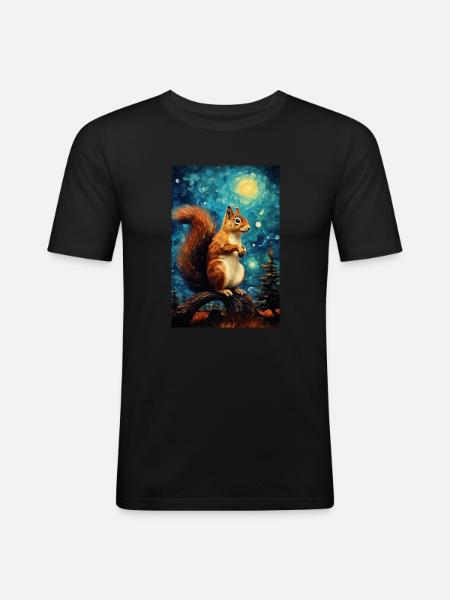 Eichhörnchen - Männer Slim Fit T-Shirt - Schwarz