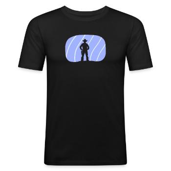 Cowboy Rider Lasso - Men's Slim Fit T-Shirt - black - Front - Nik (191cm)