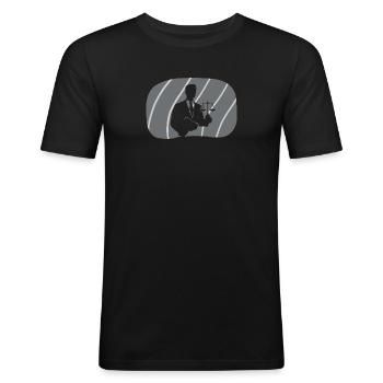 Assurance judiciaire - T-shirt près du corps Homme - noir - Devant - Nik (191cm)