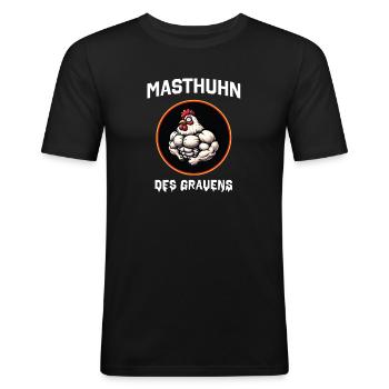 Masthuhn des Grauens Bodybuilding Meme - Männer Slim Fit T-Shirt - Schwarz - Vorne - Nik (191cm)