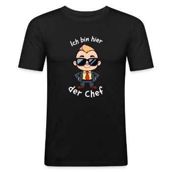 Selbstbewusstes Baby-Chef-Design - Männer Slim Fit T-Shirt - Schwarz - Vorne - Nik (191cm)