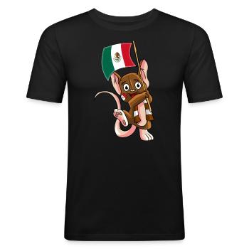 Mexiko Fan Maus - Männer Slim Fit T-Shirt - Schwarz - Vorne - Nik (191cm)