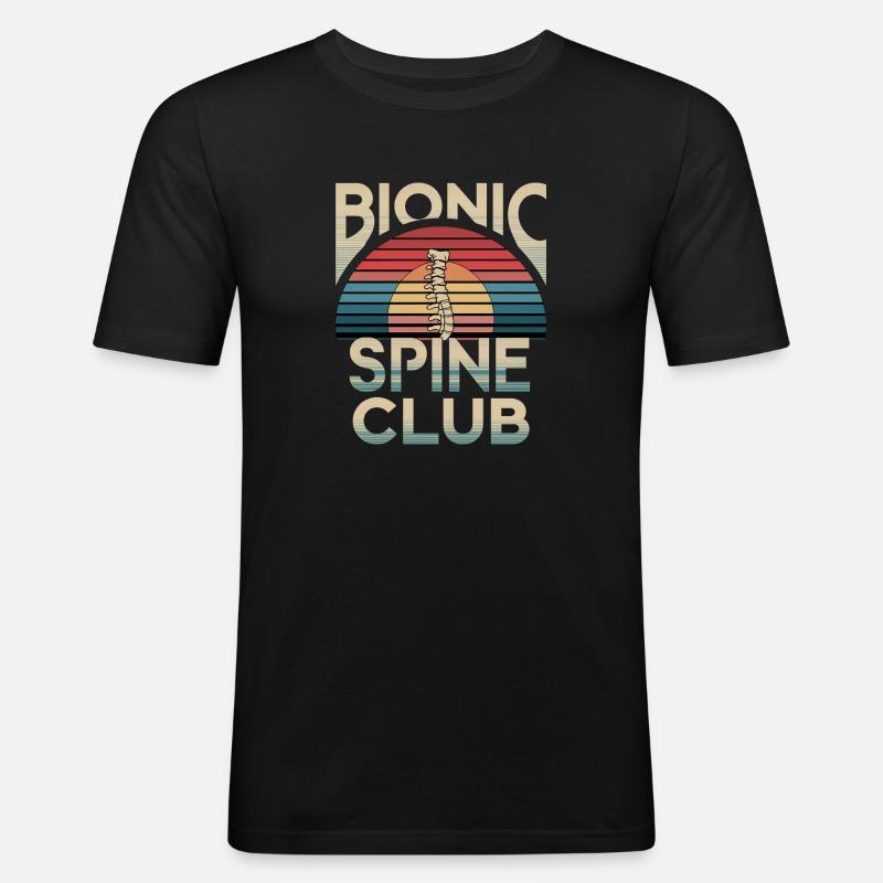 Bionic Spine Club 12 - Männer Slim Fit T-Shirt - Schwarz