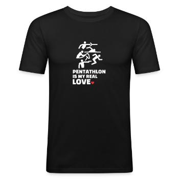 J’adore le pentathlon - T-shirt près du corps Homme - noir - Devant - Nik (191cm)