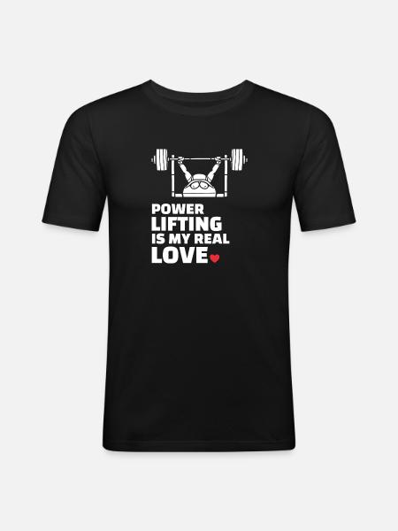 I love powerlifting - Men's Slim Fit T-Shirt - black