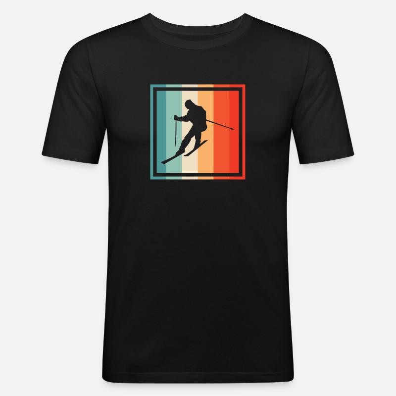 Ski Retro - Männer Slim Fit T-Shirt - Schwarz