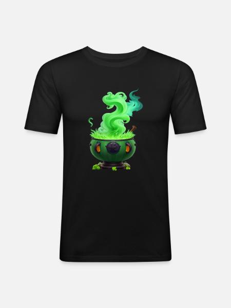 Hexenkessel - Männer Slim Fit T-Shirt - Schwarz