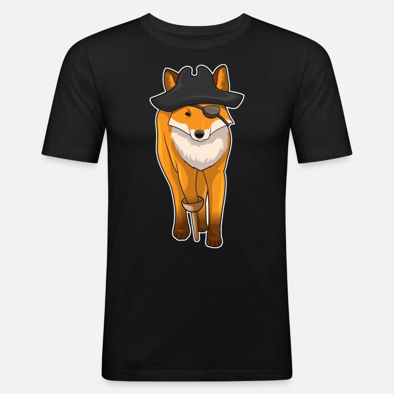 Fox Pirate Eye Patch - Men's Slim Fit T-Shirt - black