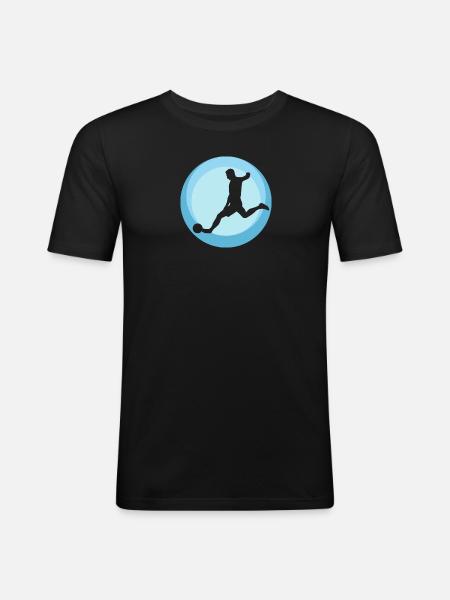 Elfmeter Fussball - Männer Slim Fit T-Shirt - Schwarz