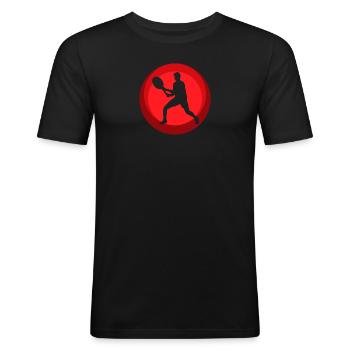 Tennis Vorhand Rückhand b - Männer Slim Fit T-Shirt - Schwarz - Vorne - Nik (191cm)