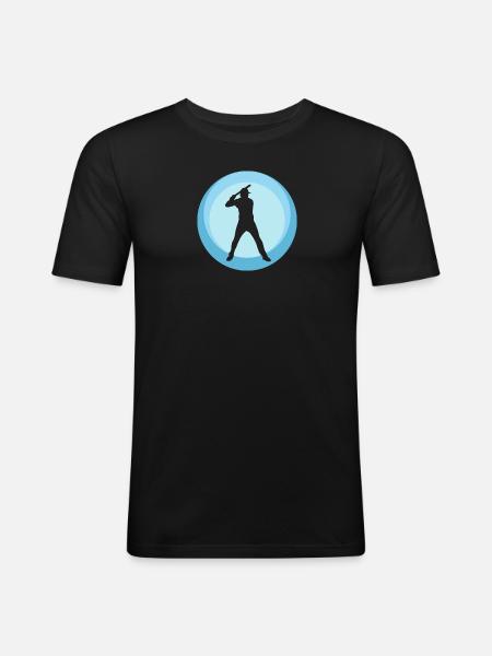 Baserunner Catcher b - Männer Slim Fit T-Shirt - Schwarz