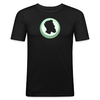 Barbe Gentleman Moustache - T-shirt près du corps Homme - noir - Devant - Nik (191cm)