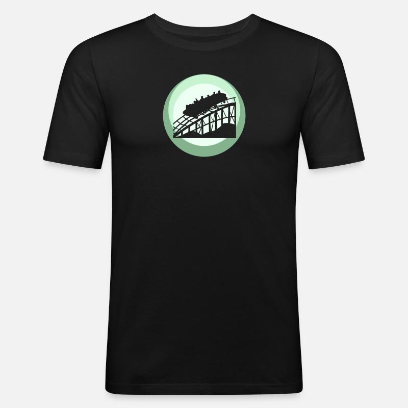 Achterbahn Lukas Rummel - Männer Slim Fit T-Shirt - Schwarz