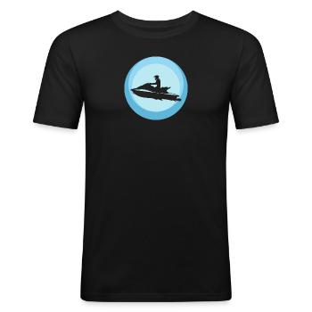 Jet Ski Boat Wakeskate - T-shirt près du corps Homme - noir - Devant - Nik (191cm)
