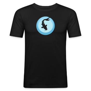 Koi Fish Fish Head Fisher - T-shirt près du corps Homme - noir - Devant - Nik (191cm)