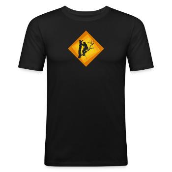 Ascension en escalade - T-shirt près du corps Homme - noir - Devant - Nik (191cm)