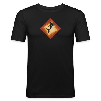 Créature mythique sirène - T-shirt près du corps Homme - noir - Devant - Nik (191cm)
