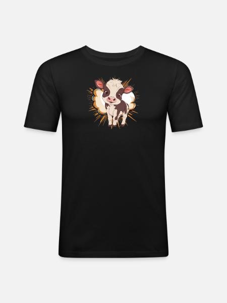 Vache Vaches - T-shirt près du corps Homme - noir