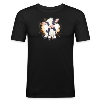 cow cows farm animal - Men's Slim Fit T-Shirt - black - Front - Nik (191cm)