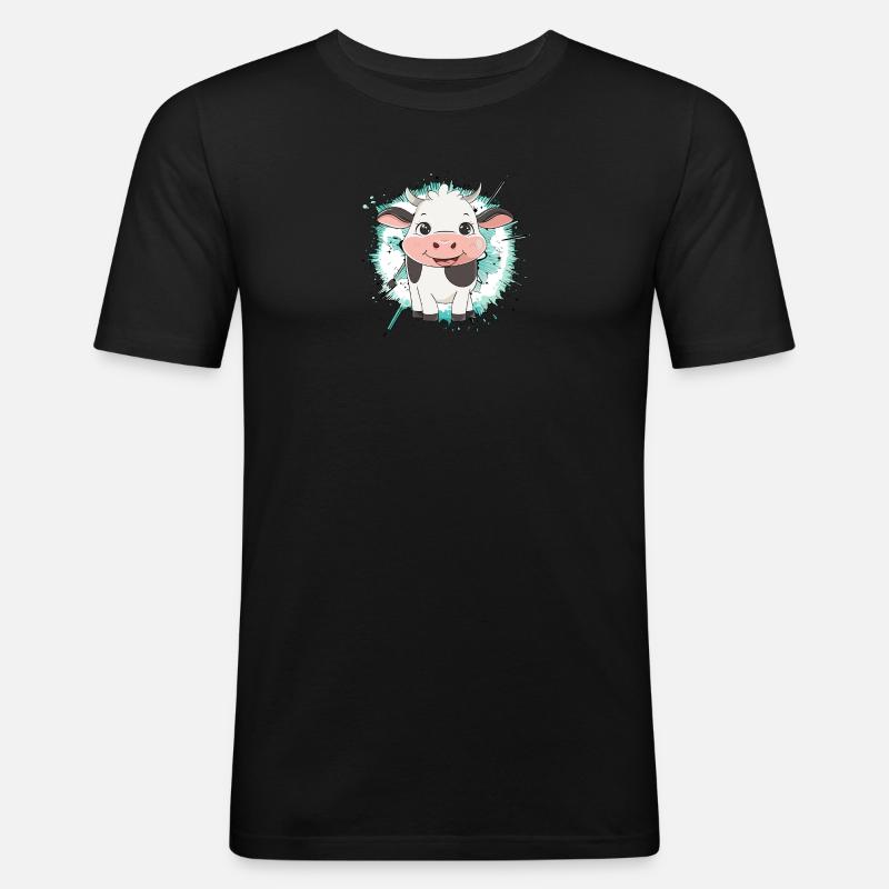 Kuh Kühe Rind - Männer Slim Fit T-Shirt - Schwarz