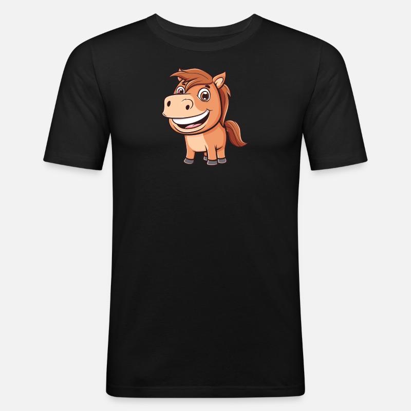 Pferde Pferdekopf - Männer Slim Fit T-Shirt - Schwarz