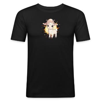 Chèvre, chèvre, bovin - T-shirt près du corps Homme - noir - Devant - Nik (191cm)